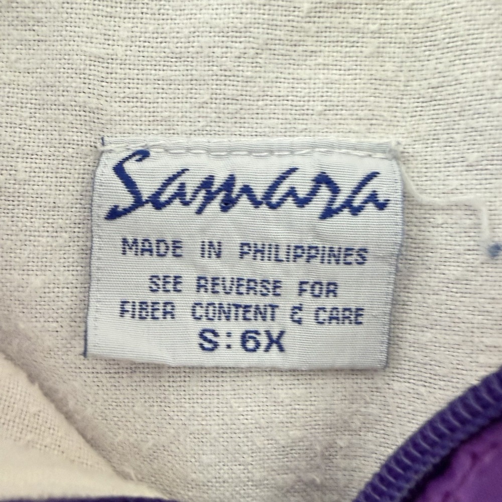 Vintage Samara Purple Kids Rain Jacket 6X Hooded Bow Applique Windbreaker - Picture 3 of 9